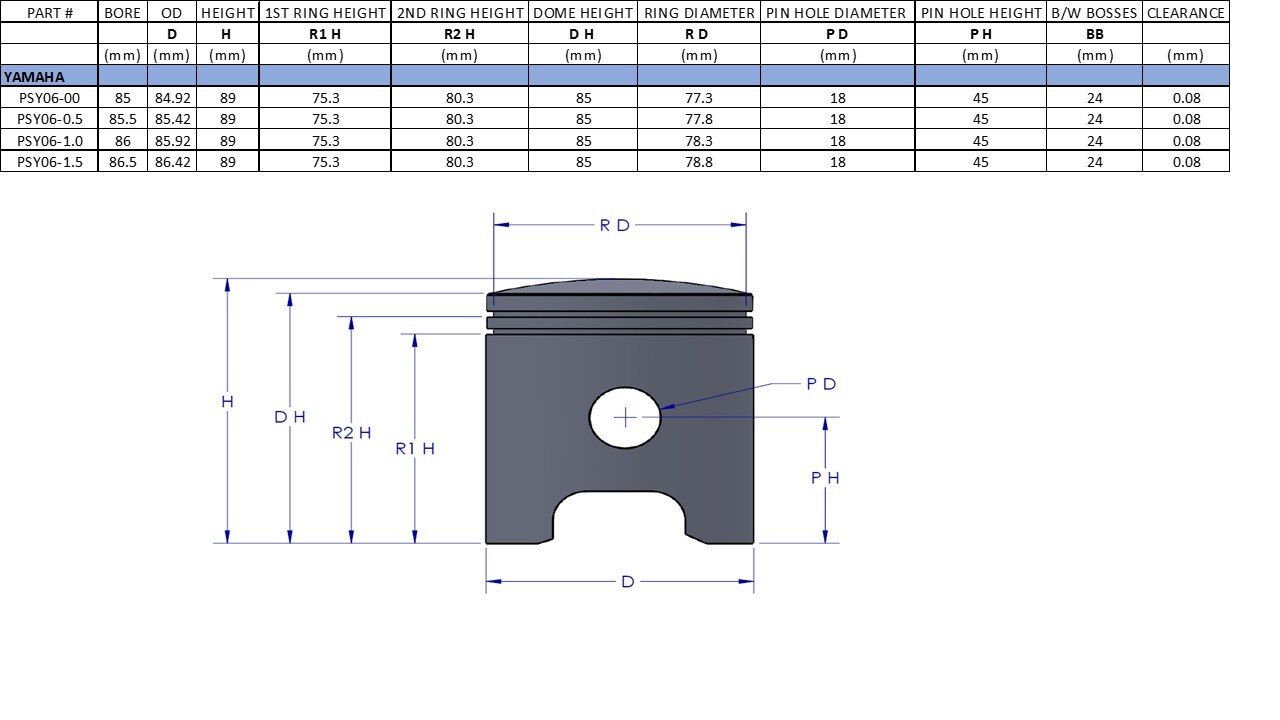 Yamaha YZ465 1980 81 Piston Kit 85.0mm Standard | Vintco